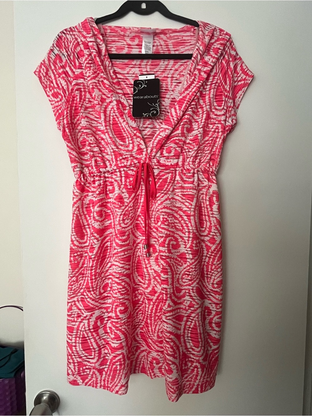 Wearabouts Pink & White Women’s Swim Coverup Dress